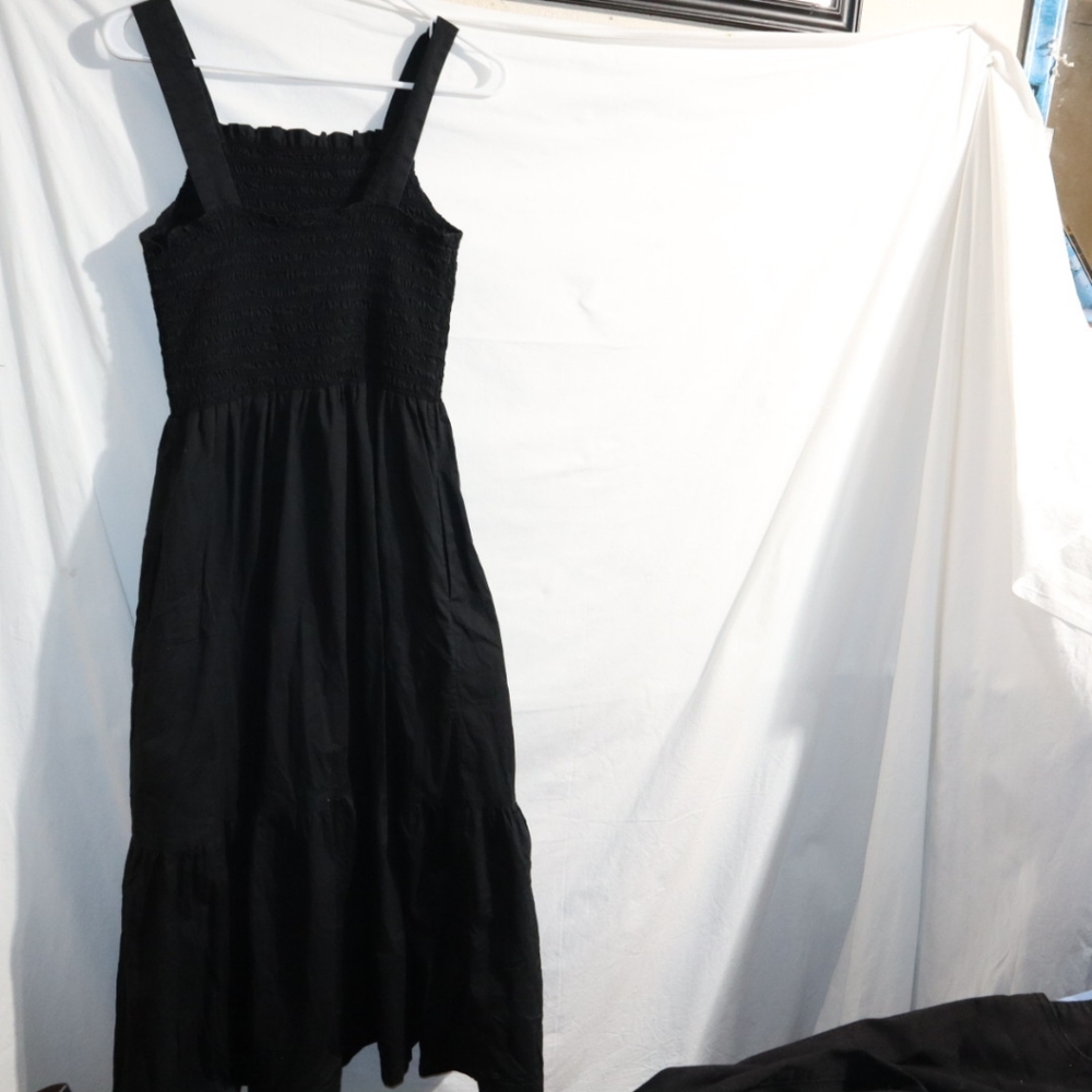 Everlane Black Cotton Smock Dress Long - Picture 9 of 15